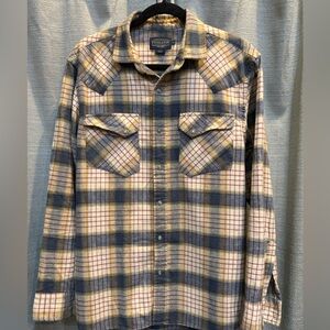Pendleton Men's Plaid Shirt in Blue, Tan, and Red - Excellent - sz Medium - NWOT